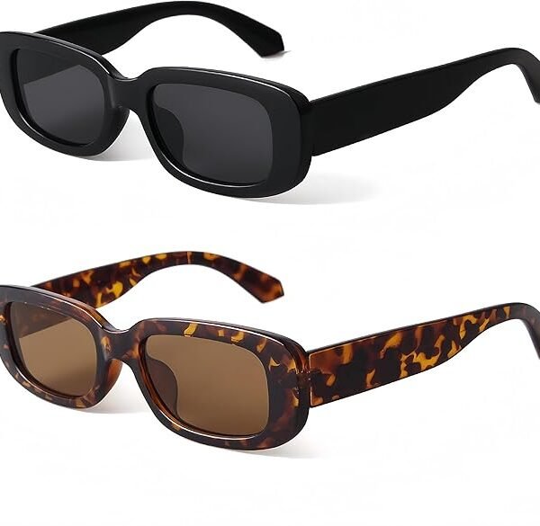 BUTABY Rectangle Sunglasses for Women Retro Driving Glasses 90’s Vintage Fashion