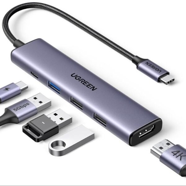 UGREEN Revodok 105 USB C Hub 5 in 1 Multiport Adapter 4K HDMI, 100W Power Delivery