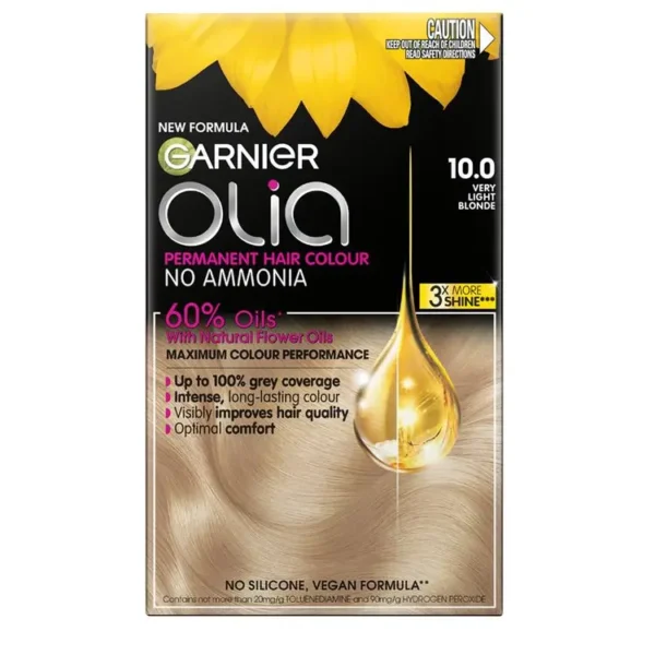 Garnier Olia 10.0 Very Light Blonde Permanent Hair Colour No Ammonia 60% Oils